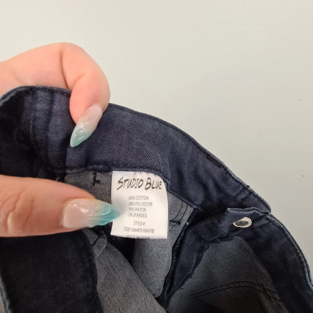 Studio Blue‎ Womens Navy Blue High Rise Utility Slim Cropped Pants Size 27 Jeans